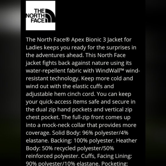 The North Face Women's Apex Bionic 3 Blue Jacket Medium Sky Blue Baby Blue - Picture 14 of 15